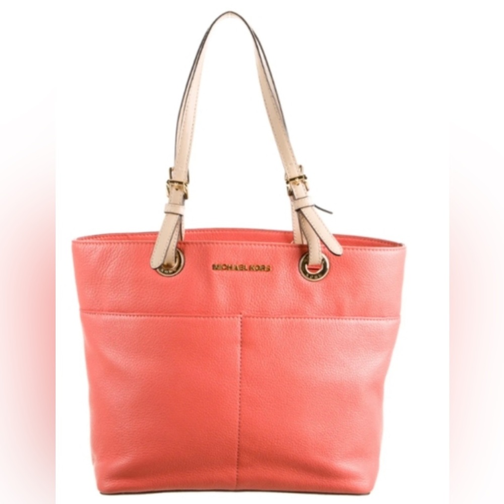 MICHAEL KORS BEDFORD JEY SET CORAL TOTE BAG